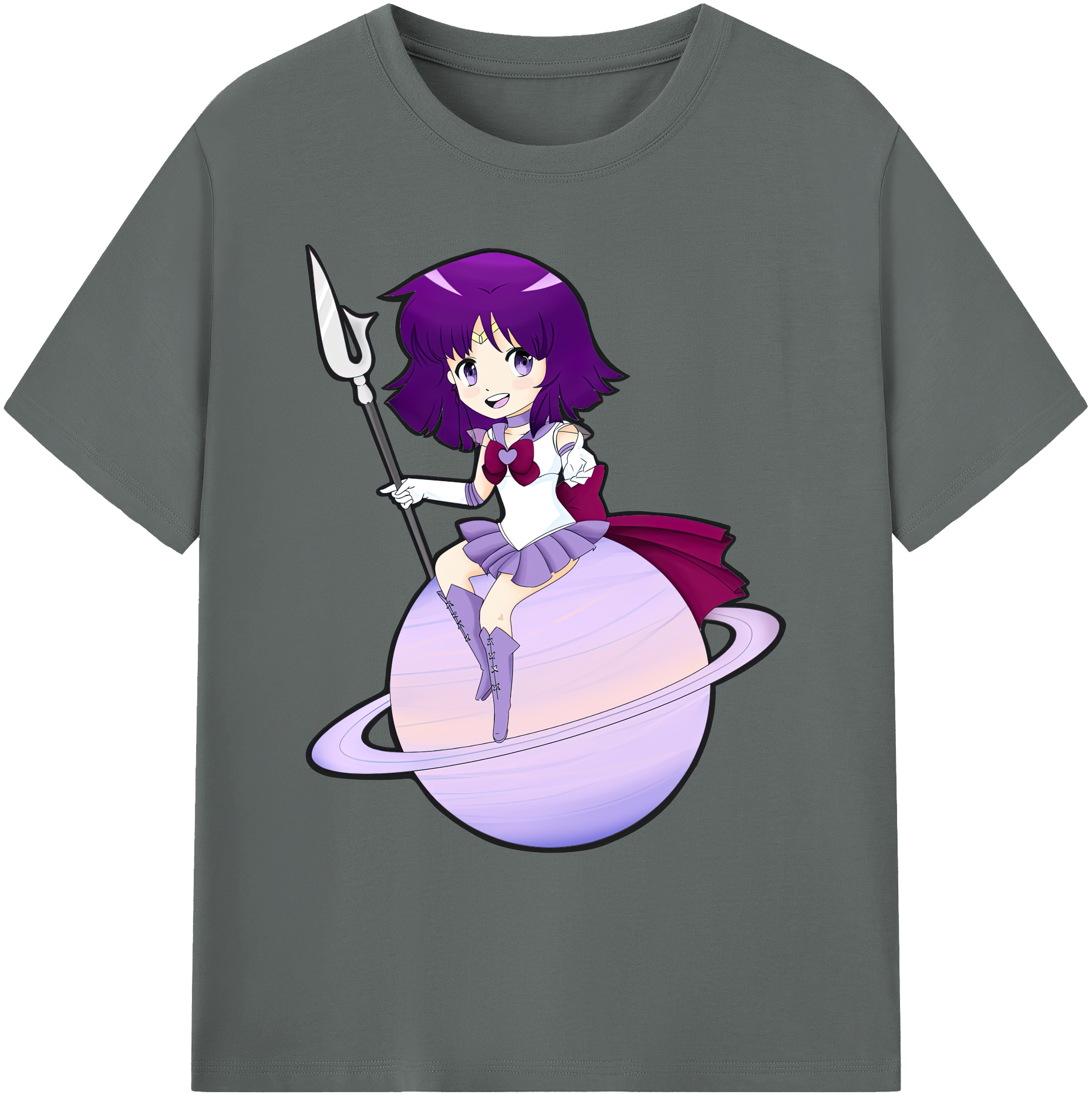 （画像用） 美少女戦士セーラームーン 土萠ほたる Sailor Moon Tomoe Hotaru （セーラーサターン；Sailor Saturn） 綿100％ メンズ半袖Tシャツ｜肌触りやわらか＆通気性